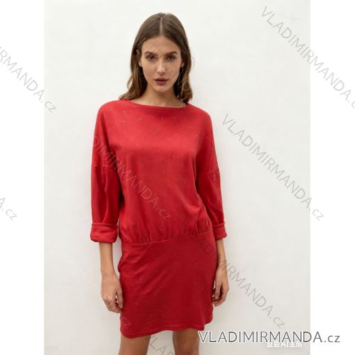 Šaty teplé trblietavé dlhý rukáv dámske nadrozmer (48/50/52 ONE SIZE) TALIANSKA MÓDA IM425844