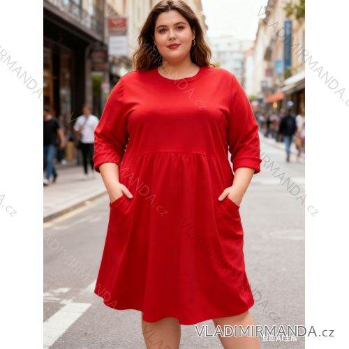 Šaty teplé voľnočasové dlhý rukáv dámske nadrozmer (48/50/52 ONE SIZE) TALIANSKA MÓDA IM425846
