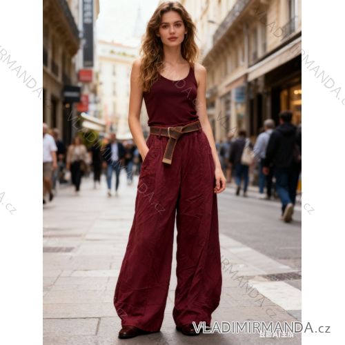 Nohavice manžestrové s opaskom dámske nadrozmer (46/48/50 ONE SIZE) TALIANSKA MÓDA IM425849