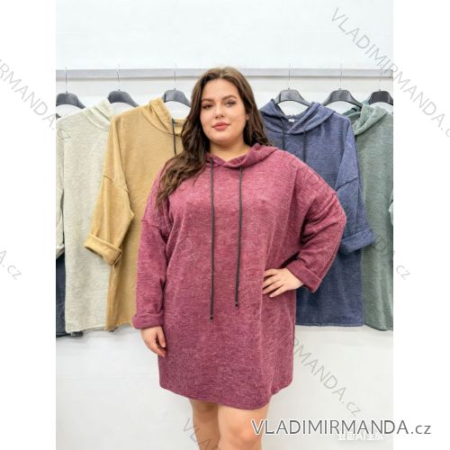 Mikina teplá dlhý rukáv dámska nadrozmer (54/56/58 ONE SIZE) TALIANSKA MÓDA IM425848