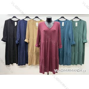 Šaty voľnočasové teplé dlhý rukáv dámske nadrozmer (52/54/56 ONE SIZE) TALIANSKA MÓDA IM425850