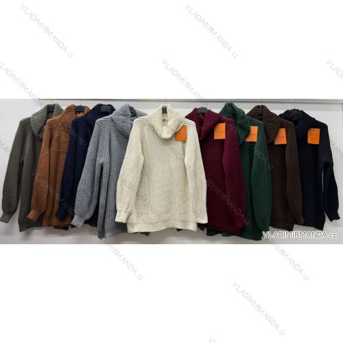 Sveter pletený s rolákom dlhý rukáv dámsky nadrozmer (46/48/50 ONE SIZE) TALIANSKA MÓDA IM425856