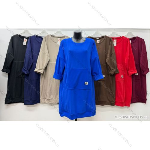 Šaty teplé dlhý rukáv dámske nadrozmer (50/52/54 ONE SIZE) TALIANSKA MÓDA IM425860