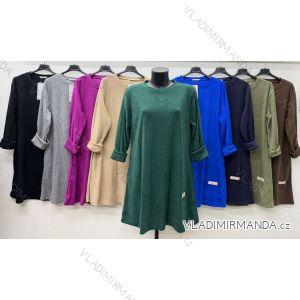 Šaty teplé dlhý rukáv dámske nadrozmer (50/52/54 ONE SIZE) TALIANSKA MÓDA IM425863