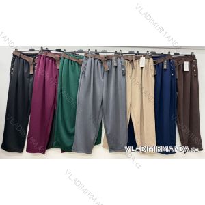 Nohavice maslové s opaskom dámske nadrozmer (54/56/58 ONE SIZE) TALIANSKA MÓDA IM425864