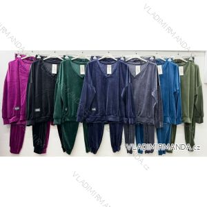 Súprava zamatová mikina dlhý rukáv a nohavice dámske nadrozmer (54/56/58 ONE SIZE) TALIANSKA MÓDA IM425867