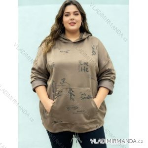 Mikina maslová s kapucňou dlhý rukáv dámska nadrozmer (54/56/58 ONE SIZE) TALIANSKA MÓDA IM425870