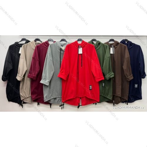 Šaty mikinové s kapucňou dlhý rukáv dámske nadrozmer (54/56/58 ONE SIZE) TALIANSKA MÓDA IM425872