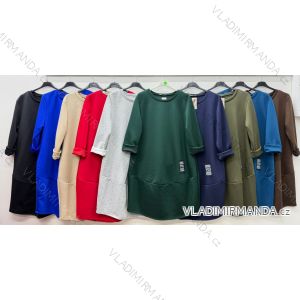 Šaty maslové dlhý rukáv dámske nadrozmer (46/48/50 ONE SIZE) TALIANSKA MÓDA IM425873