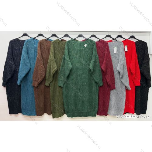 Šaty pletené dlhý rukáv dámske nadrozmer (54/56/58 ONE SIZE) TALIANSKA MÓDA IM425875