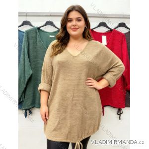 Tunika teplá sťahovací dlhý rukáv dámska nadrozmer (54/56/58 ONE SIZE) TALIANSKA MÓDA IM425876
