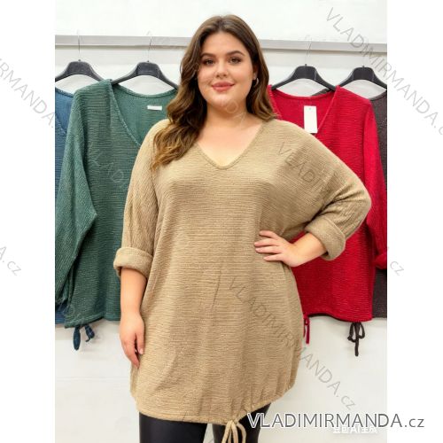 Tunika teplá sťahovací dlhý rukáv dámska nadrozmer (54/56/58 ONE SIZE) TALIANSKA MÓDA IM425876