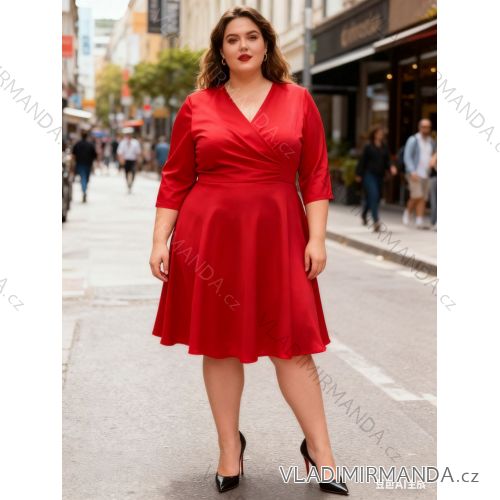Šaty krátke vianočné 3/4 dlhý rukáv dámske nadrozmer (46/48/50 ONE SIZE) TALIANSKA MÓDA IM425881