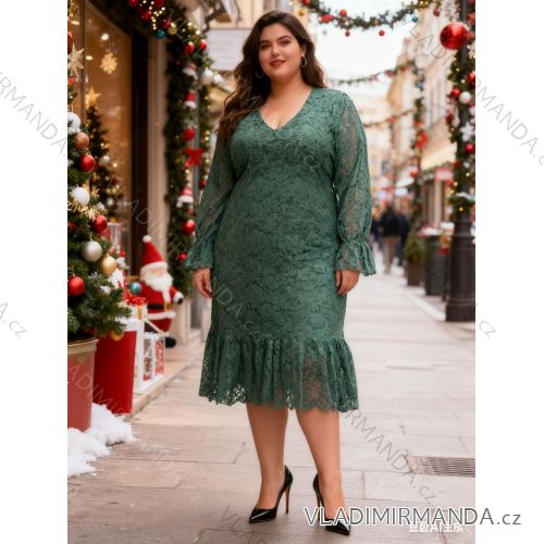 Šaty vianočné krajkové dlhý rukáv dámske (S/M/L ONE SIZE) TALIANSKA MÓDA IM425882