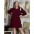 Šaty úpletové teplé dlhý rukáv dámske LUCY (S/M/L ONE SIZE) TALIANSKA MÓDA IMD23564/DR červená S/M/L