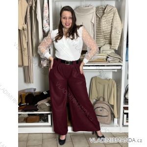 Nohavice elegantné teplé s opaskom dámske (S/M/L ONE SIZE) TALIANSKA MÓDA IMD251113