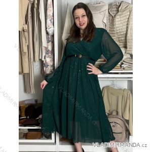 Šaty elegantní s páskem dlouhý rukáv dámsky SAFIR (M/L/XL ONE SIZE) talianska móda IMWMY251114