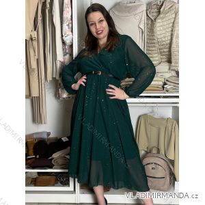 Šaty elegantní s páskem dlouhý rukáv dámsky SAFIR (M/L/XL ONE SIZE) talianska móda IMWMY251114/DU