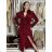 Šaty elegantní dlouhý rukáv dámsky (S/M/L ONE SIZE) talianska móda IMWMY251116/DU S/M/L vínová