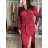 Šaty elegantní dlouhý rukáv dámsky (S/M/L ONE SIZE) talianska móda IMWMY251116/DU S/M/L vínová