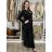 Šaty elegantné dlouhý rukáv dámske (S/M/L ONE SIZE) TALIANSKA MÓDA IMWKH2511111/DU S/M/L čierna