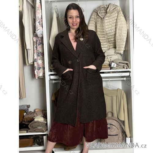 Kabát flaušový baránkový dlhý rukáv dámsky (M/L/XL ONE SIZE) TALIANSKA MÓDA IMD25238