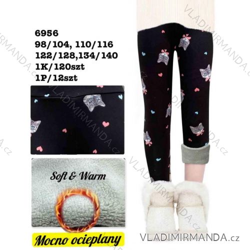 Legíny dlhé zateplené detské až dorast dievčenské (98/104 - 110/116 - 122/128 - 134/140) MIE256956