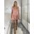 Šaty krátke voľnočasové letné krátky rukáv dámske MILANO (S/M/L ONE SIZE) TALIANSKA MÓDA IMPOC2510088/DUR S/M/L ružová staroružová