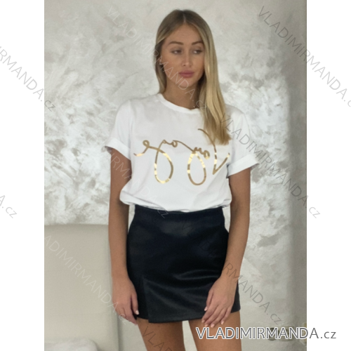 Tričko krátky rukáv dámske (S/M ONE SIZE) TALIANSKA MÓDA IMD221092/DR bílá S/M