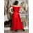 Šaty spoločenské dlhé carmen na ramienka dámske ADELE (M/L/XL ONE SIZE) TALIANSKA MóDA IM4251147/DUR smaragdová