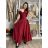 Šaty spoločenské dlhé carmen na ramienka dámske ADELE (M/L/XL ONE SIZE) TALIANSKA MóDA IM4251147/DUR smaragdová