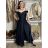 Šaty spoločenské dlhé carmen na ramienka dámske ADELE (M/L/XL ONE SIZE) TALIANSKA MóDA IM4251147/DUR smaragdová