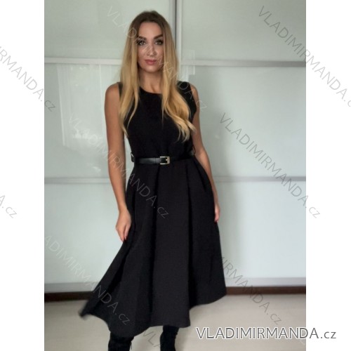 Šaty dlhé elegantné bez rukávov dámske (S/M ONE SIZE) TALIANSKA MÓDA IMPDY25MDUE24796/DUR -   čierna
 -   S/M/L