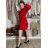 Šaty úpletové teplé dlhý rukáv dámske LUCY (S/M/L ONE SIZE) TALIANSKA MÓDA IMD23564/DR červená S/M/L