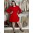 Šaty úpletové teplé dlhý rukáv dámske LUCY (S/M/L ONE SIZE) TALIANSKA MÓDA IMD23564/DR červená S/M/L