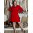 Šaty úpletové teplé dlhý rukáv dámske LUCY (S/M/L ONE SIZE) TALIANSKA MÓDA IMD23564/DR červená S/M/L