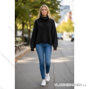 Sveter krátky pletený s rolákom dlhý rukáv dámsky (S/M/L ONE SIZE) TALIANSKA MÓDA IMD24496