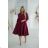 Šaty s páskem elegantný 3/4rukáv dámske nadrozmer (38-48) POLSKÁ MÓDA PMLLD255056-2/DU 42 vínová