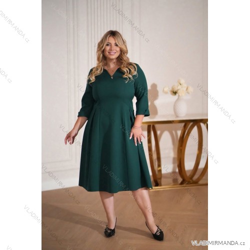 Šaty elegantný 3/4rukáv dámske nadrozmer (40-50) POLSKÁ MÓDA PMLLD255098-2/DUR 40 zelená