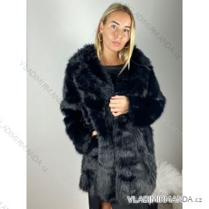 Kabátik kožuch chlpatý zimný dlhý rukáv dámsky (S/M/L ONE SIZE) TALIANSKA MÓDA IMSM25HTW-1340/DUR