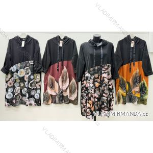 Šaty mikinové teplé dlhý rukáv dámske nadrozmer (54/56/58 ONE SIZE) TALIANSKA MÓDA IM425885