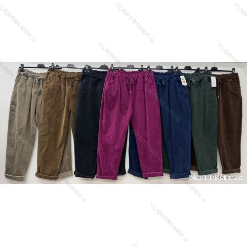 Kalhoty manžestrové dámské nadrozměr (46/48/50 ONE SIZE) ITALSKÁ MÓDA IM425886