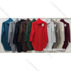 Sveter pletený s rolákom dlhý rukáv dámsky nadrozmer (44/46/48 ONE SIZE) TALIANSKA MÓDA IM425889