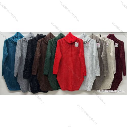 Sveter pletený s rolákom dlhý rukáv dámsky nadrozmer (44/46/48 ONE SIZE) TALIANSKA MÓDA IM425889