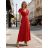 Šaty dlhé elegantný krátky rukáv dámske ANAPOLYS  (M/L/XL ONE SIZE) TALIANSKA MÓDA IM425893