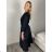Šaty elegantné s opaskom dlhý rukáv dámske JANE (S/M/L ONE SIZE) TALIANSKA MÓDA IMM25M8066/DUR S/M/L čierna