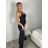Šaty dlhé spoločenské elegantné trblietavé na ramienka dámske STAR (XS/S/M ONE SIZE) TALIANSKA MÓDA IMM25M29899/DUR XS/S/M čierna