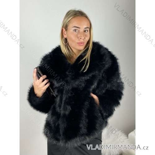 Kabátik kožuch chlpatý zimný dlhý rukáv dámsky (XS/S/M/L ONE SIZE) TALIANSKA MÓDA IMM259411LS