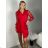 Šaty krátke elegantné dlhý rukáv dámske (S/M/L ONE SIZE) TALIANSKA MÓDA IMD25362/DU S / M čierna
