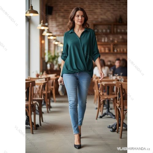 Blúzka elegantná 3/4 dlhý rukáv dámska (S/M/L ONE SIZE) TALIANSKA MÓDA IMD25333